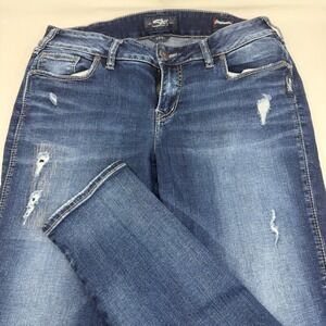 Silver Jeans Co Suki Mid Skinny Distressed Jeans W32 L31 Medium Wash